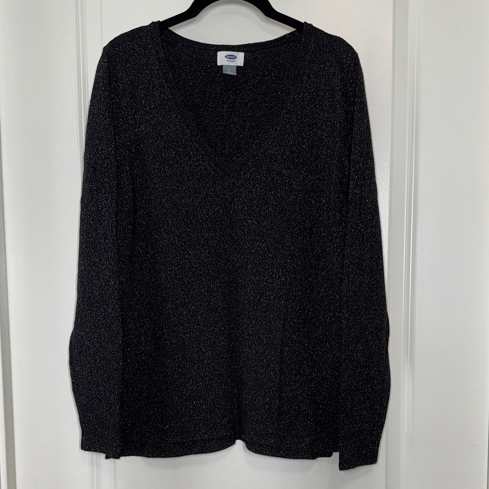 Old Navy Black and Copper V-Neck Sweater